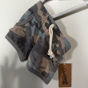 Childwoods Kids Camo Drawstring Shorts - Olive & Gray